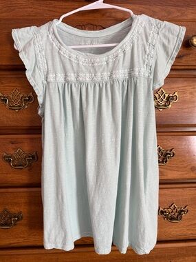 Lucky Brand Mint Green Crochet Yoke Tee